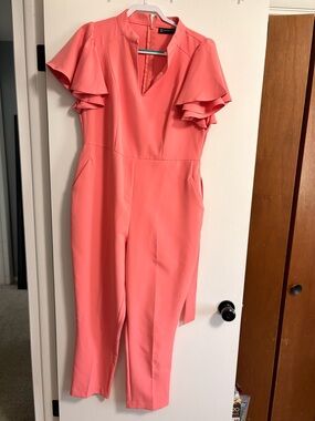 NYC Women's Coral Short-Sleeve Jumpsuit